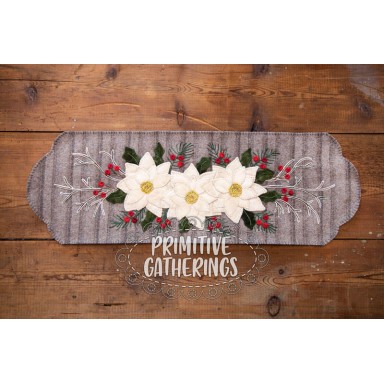 Eve Holly Sprig & Poinsettias 100% Cotton Quilted Christmas Table Eve Holly Sprig & Poinsettias 100% Cotton Quilted Christmas Table