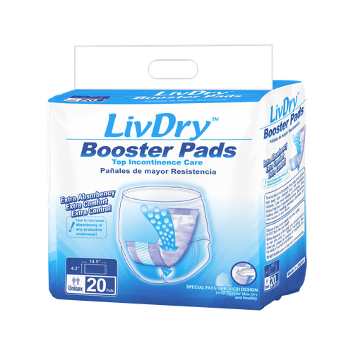 a single bag of LivDry Booster Pads for urinary incontinence