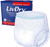 a single pair of white disposable protective underwear in front of a bag that says "LivDry"