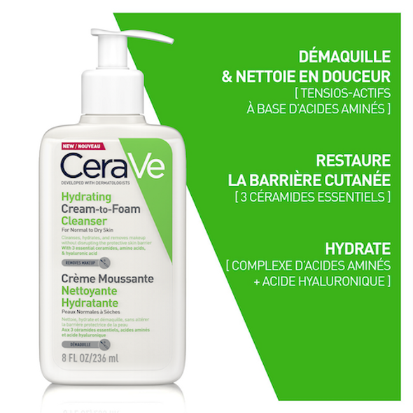 Cerave Hydrating Cream-to-foam Cleanser 236 Ml
