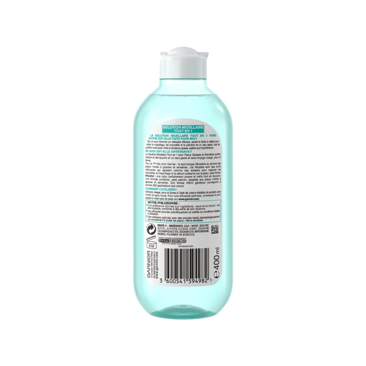 Garnier eau micellaire peaux grasses et sensibles 400g