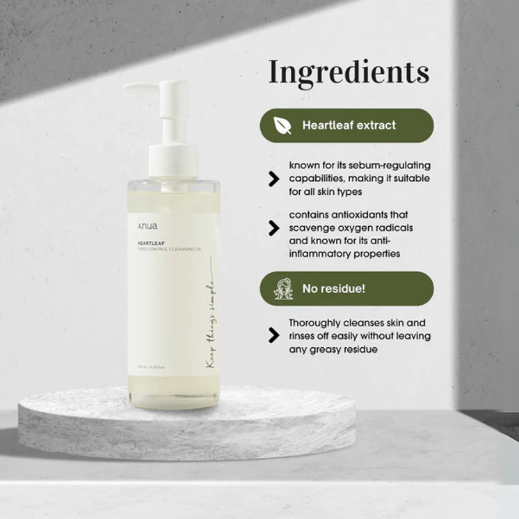 ANUA HEARTLEAF PORE CONTROL CLEANSING OIL ABIDJAN K'S MAKE UP ADDICT