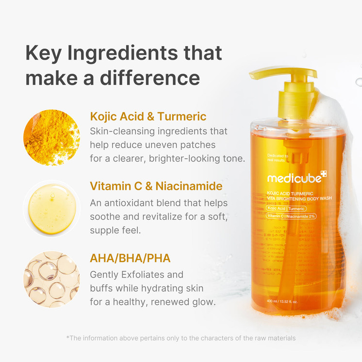 Actifs du Medicube Kojic Acid Turmeric Body Wash
