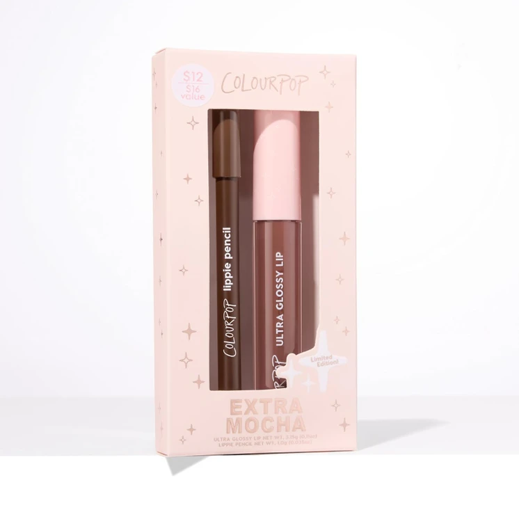 ColourPOP Extra mocha lip gloss + lip pencil