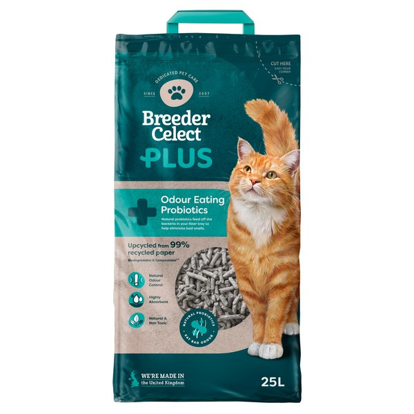Breeder Celect PLUS Probiotic Paper Cat Litter 25L Pedigree Wholesale Ltd