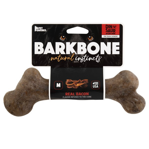 Pet Qwerks Barkbone Dino Bacon – Kauspielzeug Für Hunde, Small (16,5 X 5 X 3,75 Cm), Mit Echtem Bacongeschmack