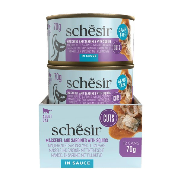 Schesir Grill Wholefood Cat Can Mackerel and Sardines with Squid 70g