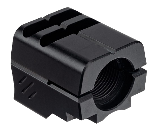 Trybe Universal Double Port 9mm Full Size Compensator - Black on side Trybe Universal Double Port 9mm Full Size Compensator - Black on side