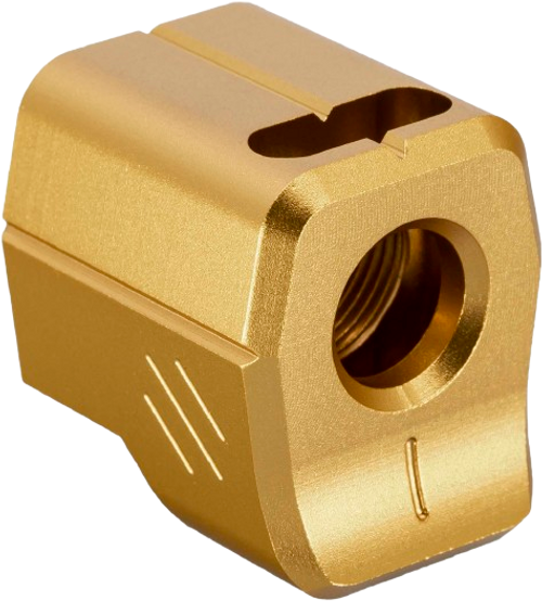 Trybe Universal Single Port 9mm Compact Compensator - Gold Trybe Universal Single Port 9mm Compact Compensator - Gold