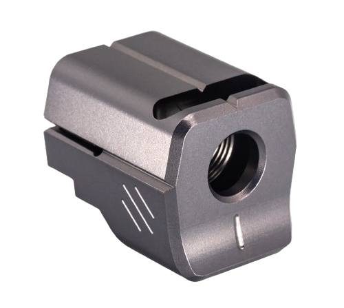 Trybe Universal Single Port 9mm Full Size Compensator - Gray Trybe Universal Single Port 9mm Full Size Compensator - Gray
