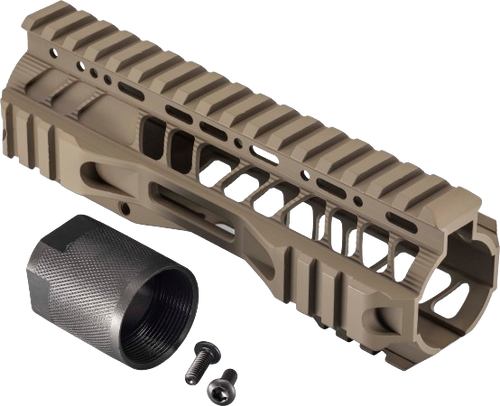 Trybe AR-15 M-LOK Lightweight Quad Handguard w/ Full Rail - 7in FDE Trybe AR-15 M-LOK Lightweight Quad Handguard w/ Full Rail - 7in FDE