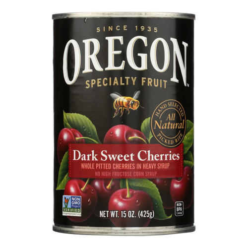 Oregon Fruit Whole Pitted Dark Sweet Cherries In Heavy Syrup - Case Of 8 - 15 Oz.