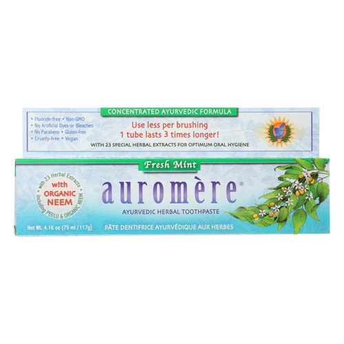 Auromere Toothpaste - Fresh Mint - Case Of 1 - 4.16 Oz.