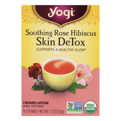 Yogi Tea - Organic - Soothing Rose Hibiscus Skin Detox - Case Of 6 - 16 Bag