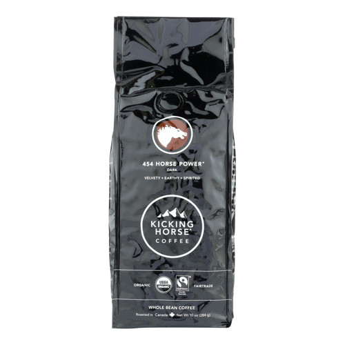 Kicking Horse Coffee - Organic - Whole Bean - 454 Horse Power - Dark Roast - 10 Oz - Case Of 6 - HG1263185