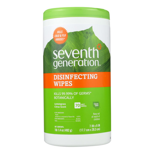 Seventh Generation Disinfecting Wipes Lemongrass and Thyme - 70 Wipes - Case of 6