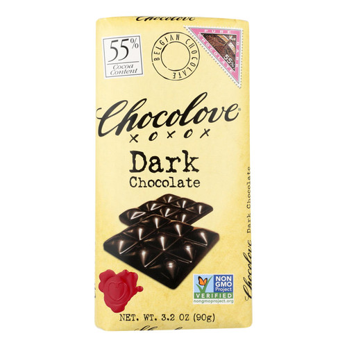 Chocolove Xoxox - Premium Chocolate Bar - Dark Chocolate - Pure - 3.2 Oz Bars - Case Of 12