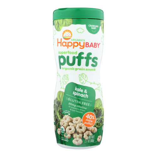Happy Baby Organic Puffs Greens - 2.1 oz - Case of 6