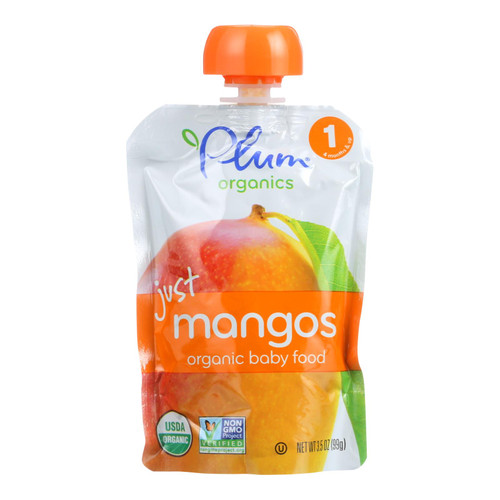 Plum Organics Just Fruit - Organic - Mangoes - Stage 1 - 4 Months And Up - 3.5 Oz - Case Of 6