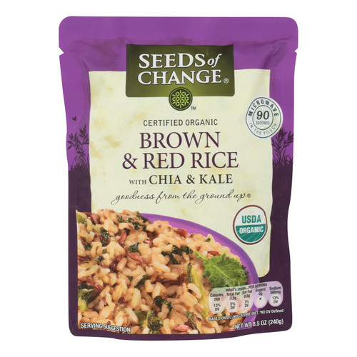 Seeds of Change Organic Brown and Red Rice with Chia and Kale - Case of 12 - 8.5 oz on  Appalachian Organics