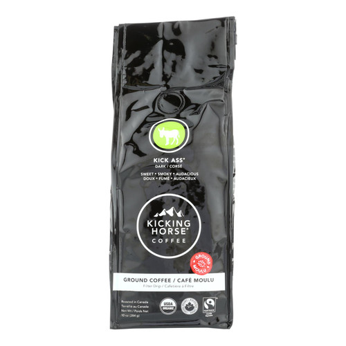 Kicking Horse Coffee - Organic - Ground - Kick Ass - Dark Roast - 10 oz - case of 6