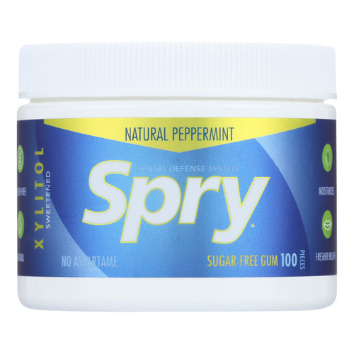 Spry Chewing Gum - Xylitol - Peppermint - 100 count - 1 each