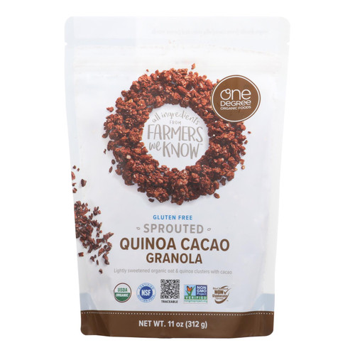 One Degree Organic Foods Quinoa Cacao Granola - Sprouted Oat - Case of 6 - 11 oz.