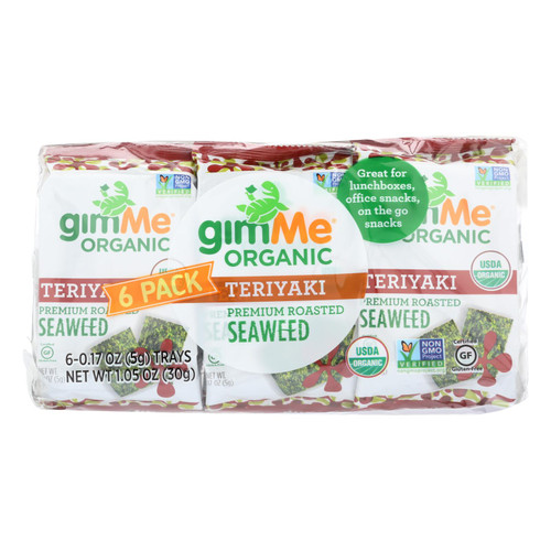 Gimme Seaweed Snacks Organic Seaweed Snack - Teriyaki - Case of 8 - 6/.17 oz