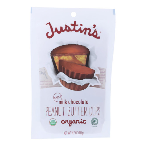 Justin's Nut Butter Peanut Butter Cups - Organic - Milk Chocolate - Mini - Case of 6 - 4.7 oz.