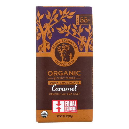 Equal Exchange Organic Milk Chocolate Bar - Caramel Crunch with Sea Salt - Case of 12 - 2.8 oz.