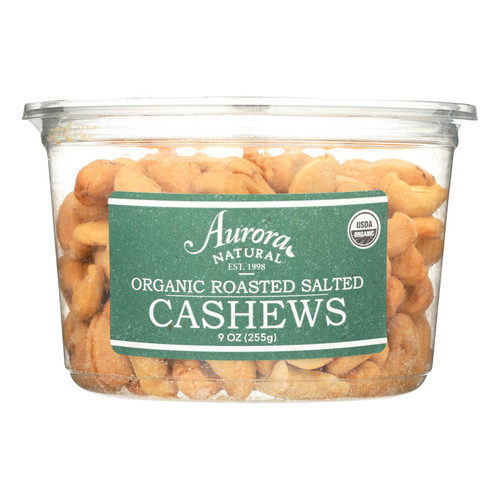 Aurora Natural Products - Organic Roasted Salted Cashews - Case of 12 - 9 oz.