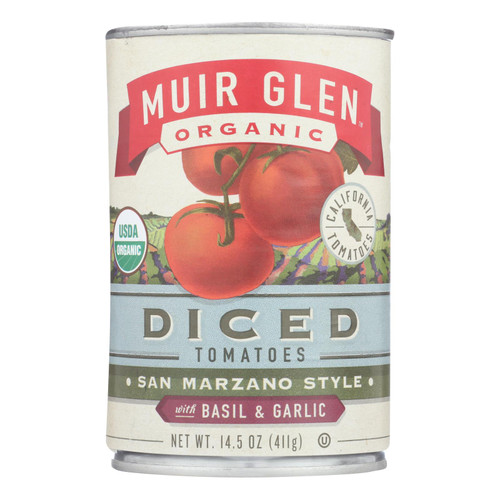 Muir Glen Diced Tomatoes Basil and Garlic - Tomato - Case of 12 - 14.5 oz.