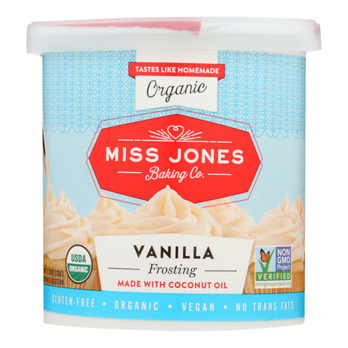 Miss Jones Baking Organic Frosting - Vanilla Buttercream - Case of 6 - 320 Gram