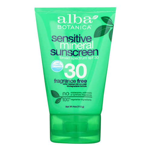 Alba Botanica - Sunscreen - Alba Sun Min Spf 30 F.free 4oz. - Case Of 1 - 4 Fl Oz.