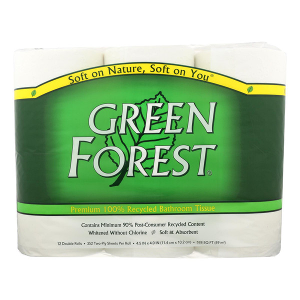 Green Forest Bathroom Tissue - Double Roll 2 Ply - Case Of 4 - 12
