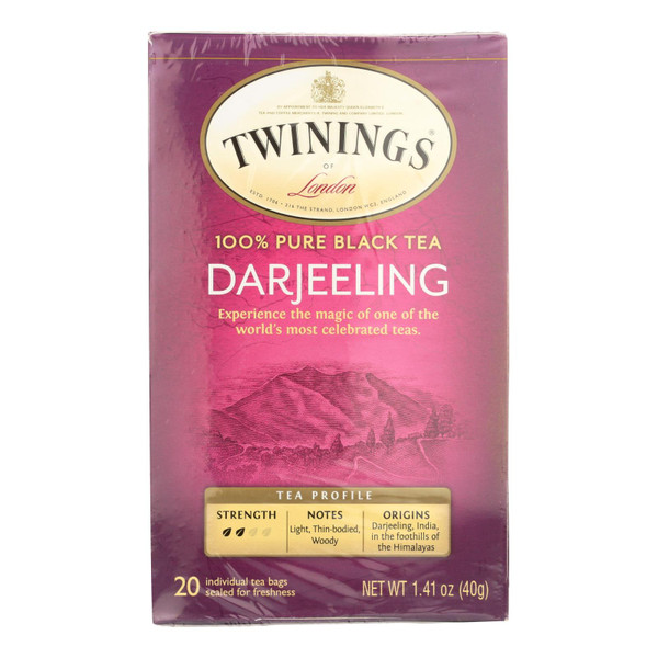 Twinings Tea Black Tea - Darjeeling - Case Of 6 - 20 Bags