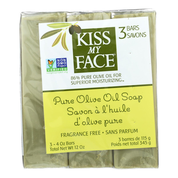 Kiss My Face Pure Olive Oil Moisturizing Soap - Pack Of 3 - 4 Oz