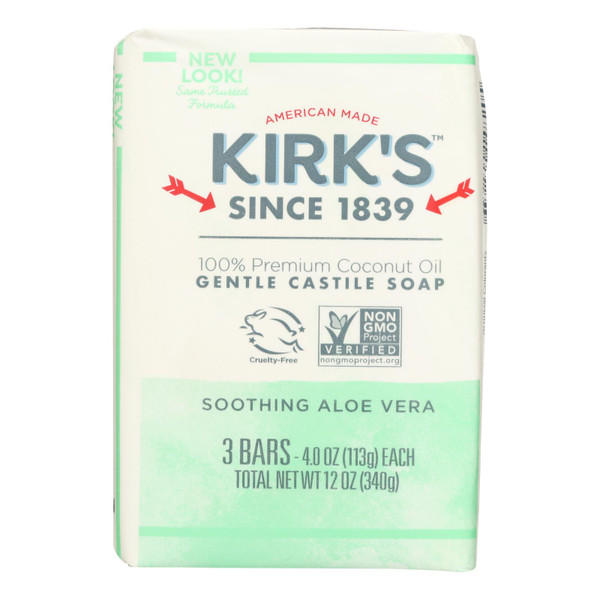 Kirks Natural Bar Soap - Coco Castile - Aloe Vera - 3 Pack - 3/4 Oz - 1 Each