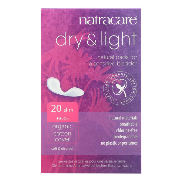 Natracare Dry And Light Individually Wrapped Pads - 20 Pack