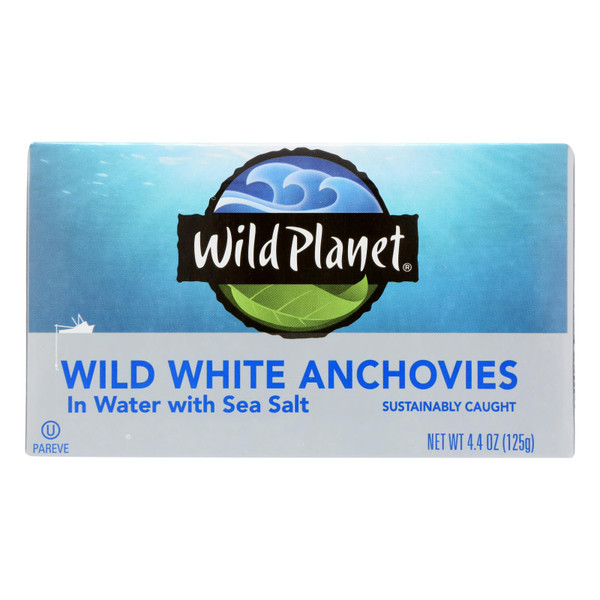 Wild Planet White Anchovies - In Water - Case Of 12 - 4.4 Oz