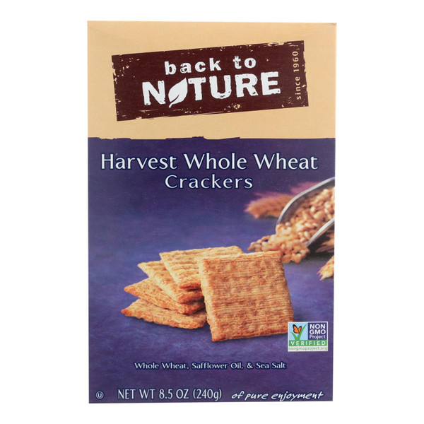 Back To Nature Harvest Whole Wheat Crackers - Whole Wheat Safflower Oil And Sea Salt - Case Of 12 - 8.5 Oz. - HG1517044