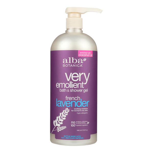 Alba Botanica - Very Emollient Bath And Shower Gel - French Lavender - 32 Fl Oz - HG0496463