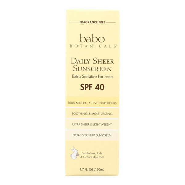 Babo Botanicals - Sunscreen - Daily Sheer - Spf 40 - 1.7 Oz - HG1632322