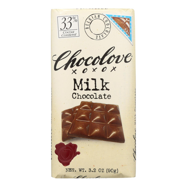 Chocolove Xoxox - Premium Chocolate Bar - Milk Chocolate - Pure - 3.2 Oz Bars - Case Of 12