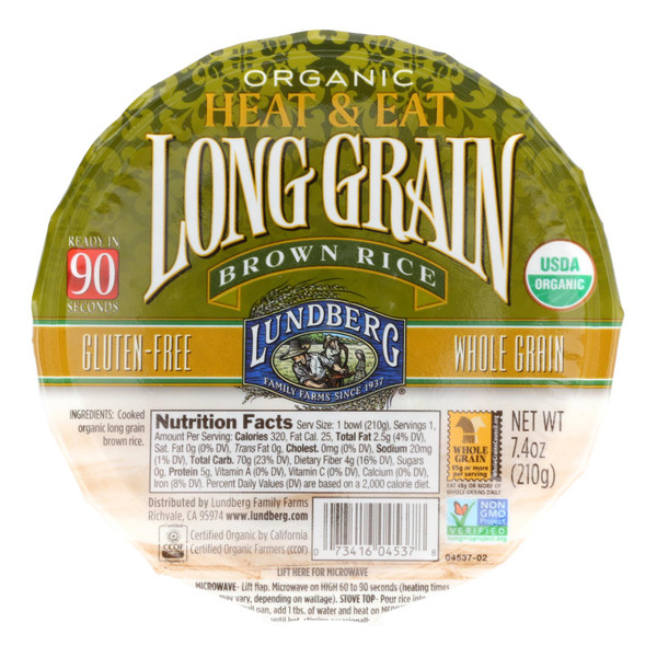 Lundberg Family Farms Organic Long Grain Brown Rice - Case of 12 - 7.4 oz. on  Appalachian Organics