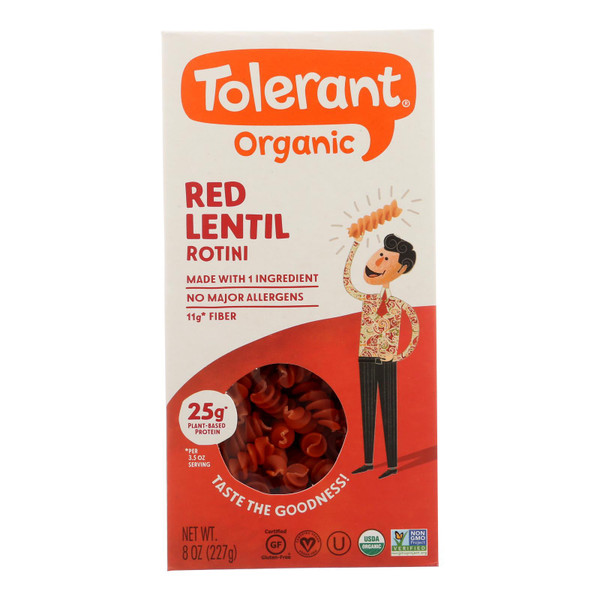 Tolerant Organic Pasta - Red Lentil Rotini - Case of 6 - 8 oz on  Appalachian Organics