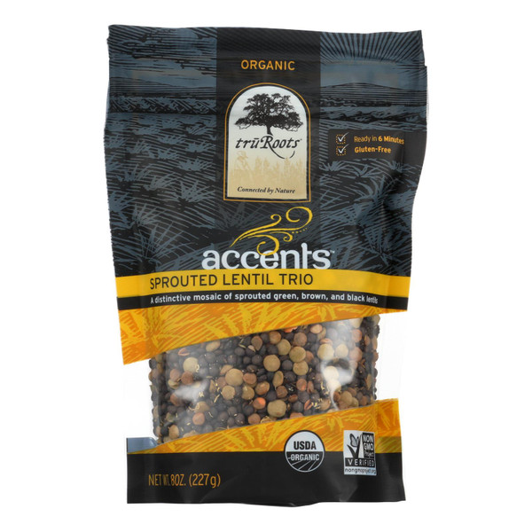 Truroots Organic Trio Lentils - Accents Sprouted - Case of 6 - 8 oz.