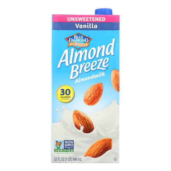 Almond Breeze - Almond Milk - Unsweetened Vanilla - Case of 12 - 32 fl oz.