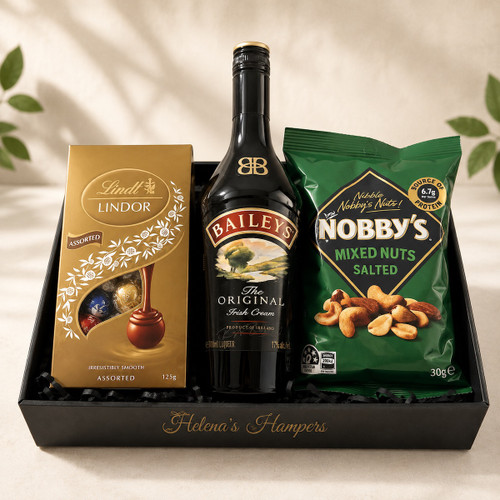 Bottle of Baileys 700ml with Lindat lindor assorted chocolates and a pack of Nobby's mixed nuts. Delivery in Naracoorte the same day.