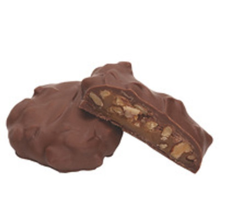 Pecan pieces with a dollop of our soft caramel, all surrounded by milk chocolate.
